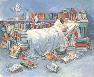 Art books and a bed by claire fletcher